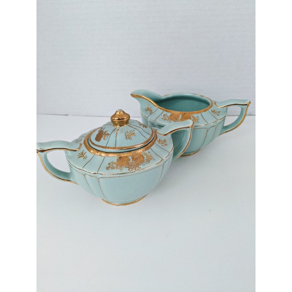 Mint Green Sadler Cream and Sugar Set
